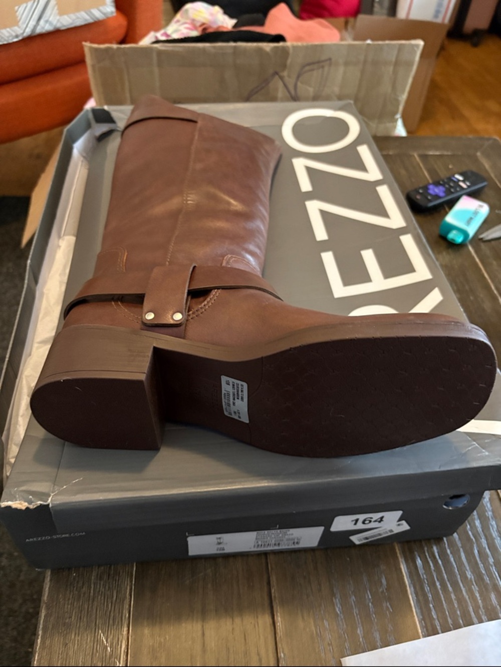 Woman’s moto Brown Leather Riding Boots - Picture 9 of 10